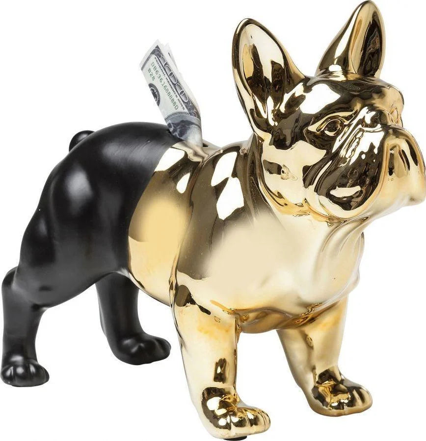 SALVADANAIO BULLDOG ORO/NERO