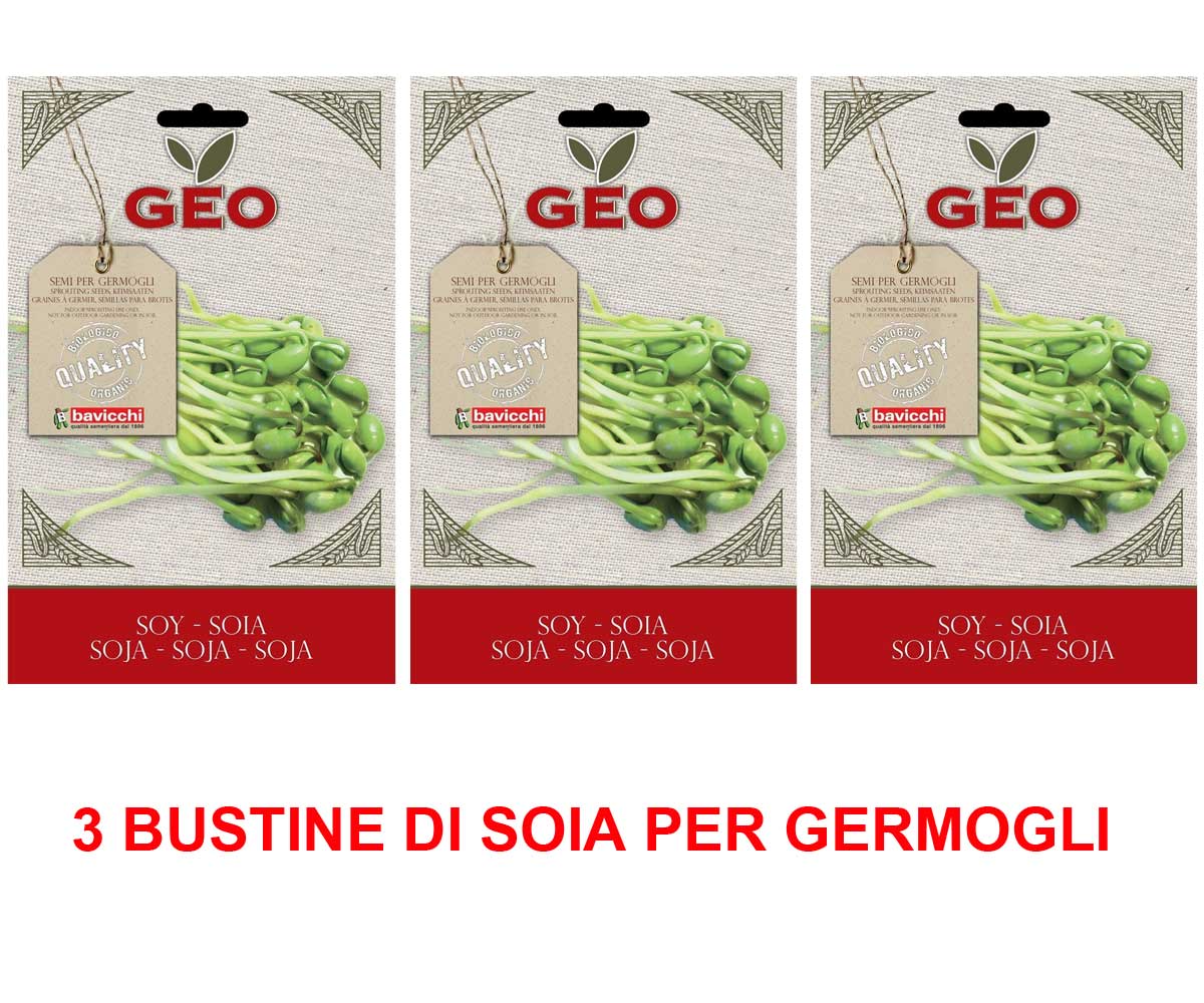 3 CONFEZIONI DI SEMI BIO DI SOIA PER GERMOGLI 90GR