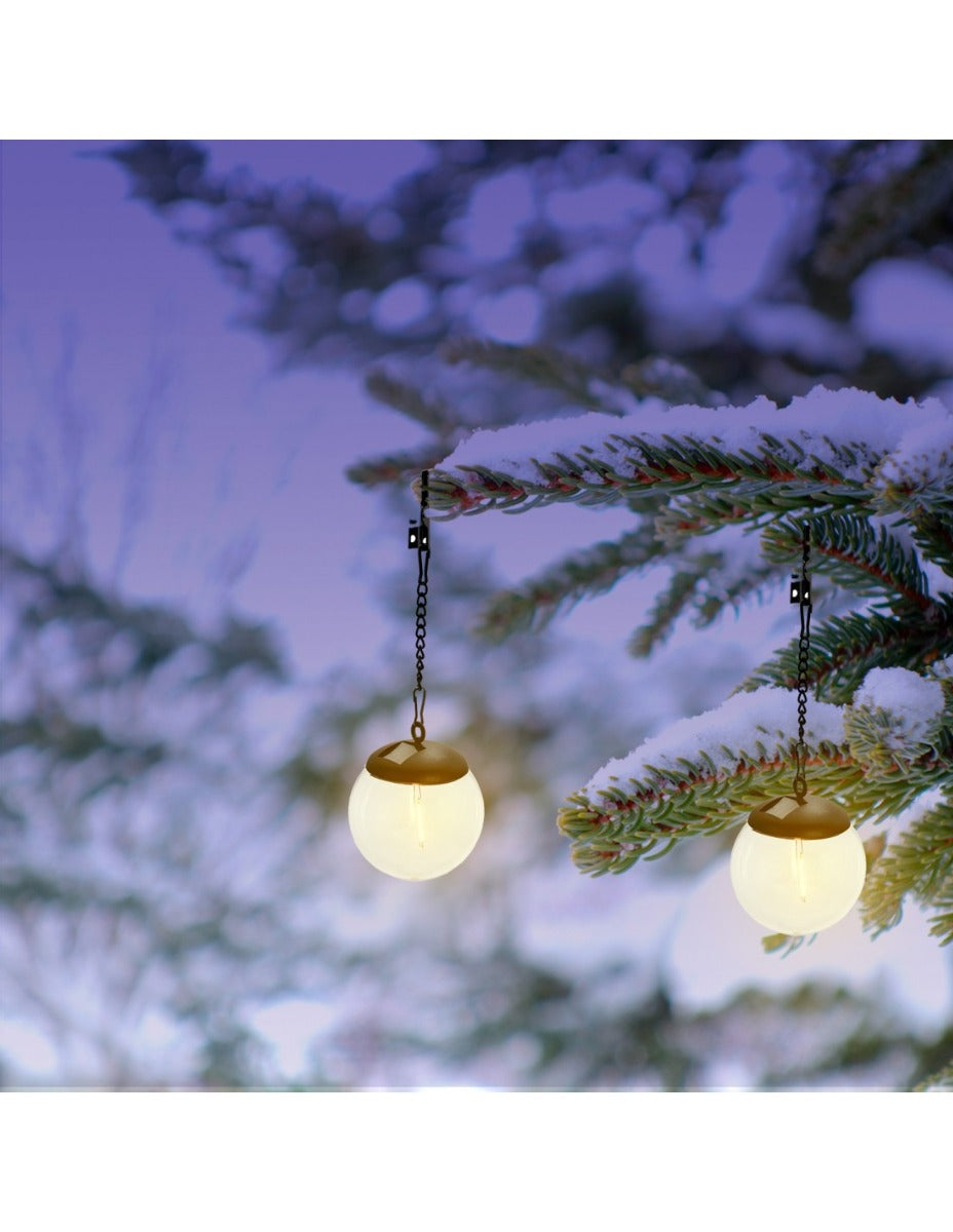SOSPENSIONE SOLARE LED FILAMENT, DIAMETRO 10CM. NERO