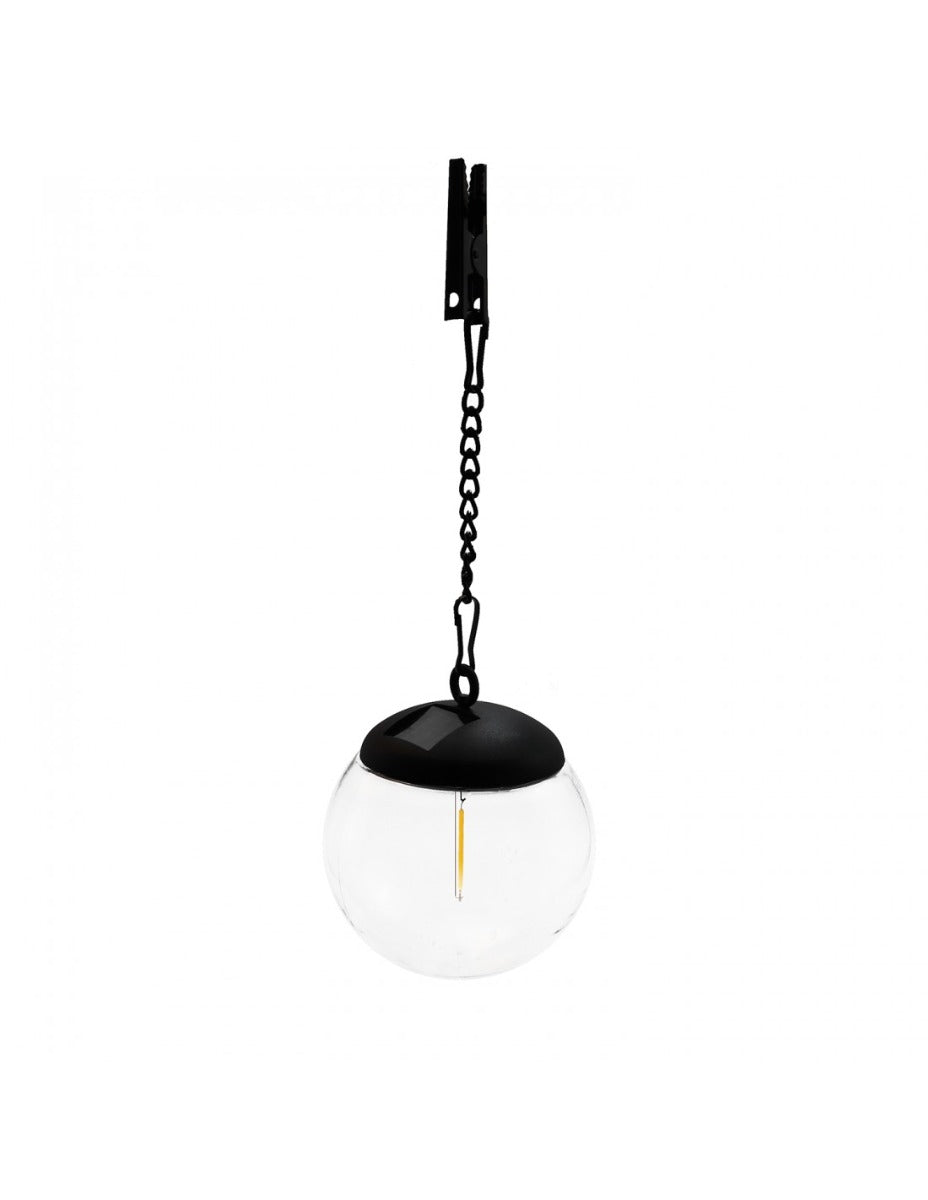 SOSPENSIONE SOLARE LED FILAMENT, DIAMETRO 10CM. NERO