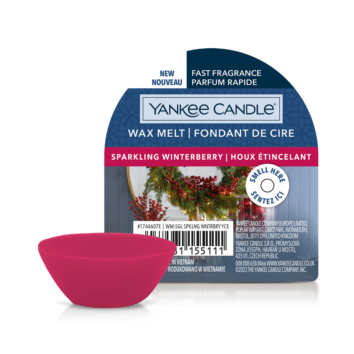 Cera profumata Sparkling Winterberry 22g Rosso Yankee Candle