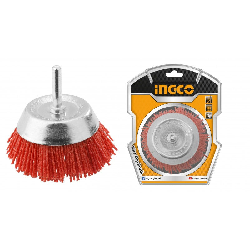 SPAZZOLA A TAZZA CON FILO ONDULATO NYLON GAMBO D.50 MM BL
