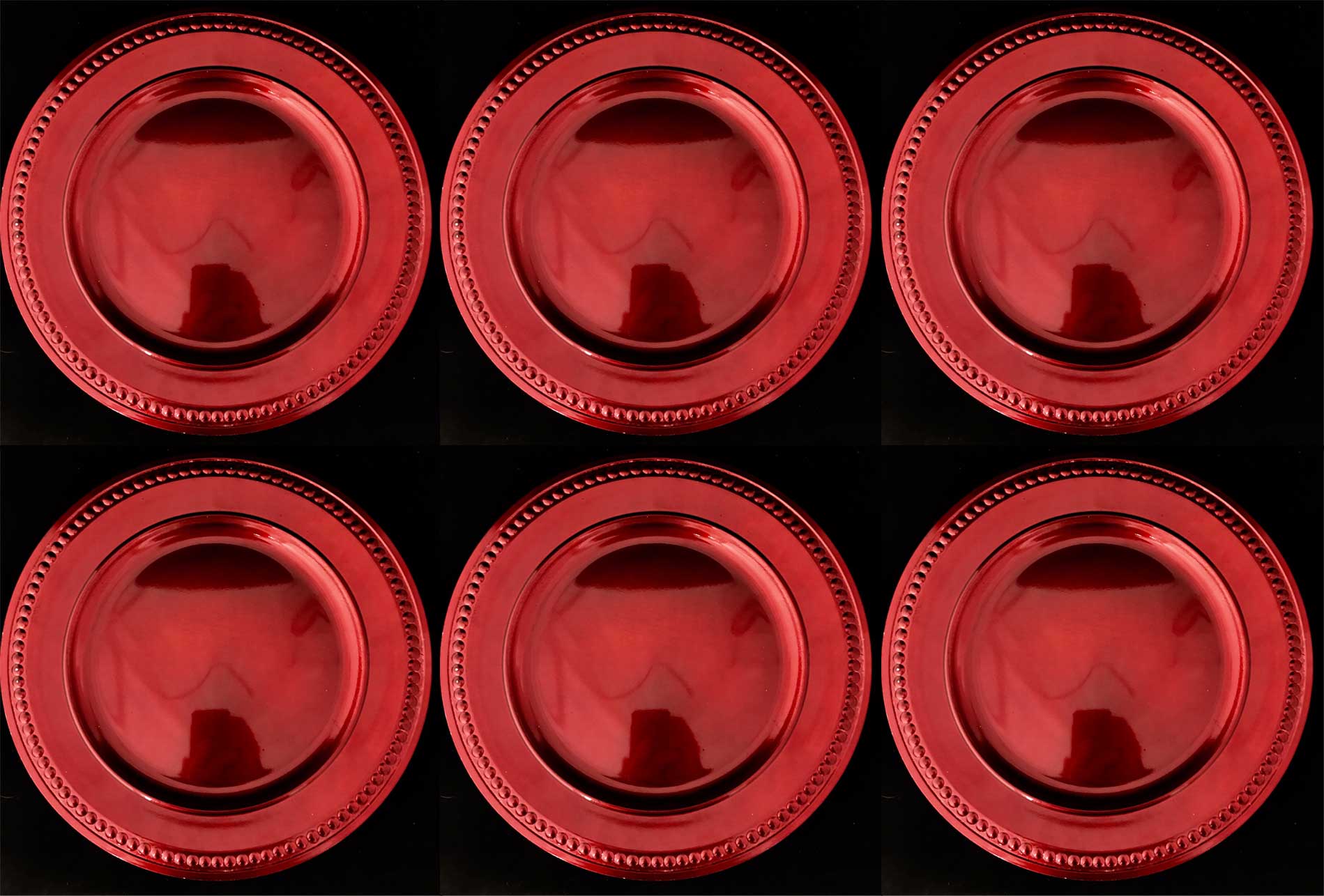 6 SOTTOPIATTI CIRCOLARI EFFETTO SFERE ROSSI 33CM