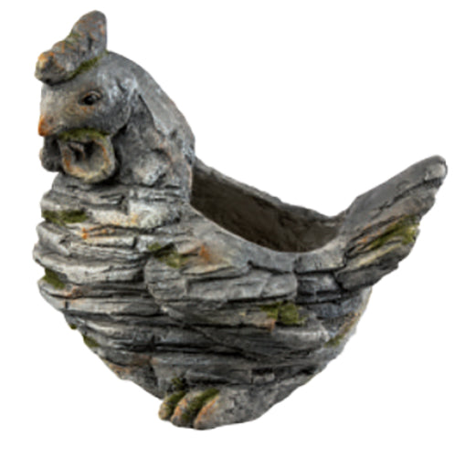 GALLINA PORTA VASO GRANNY 33CM IN VETRORESINA