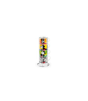 SET 4 TAZZINE DA CAFFE 80ML IMPILABILI C/SUPPORTO IN METALLO