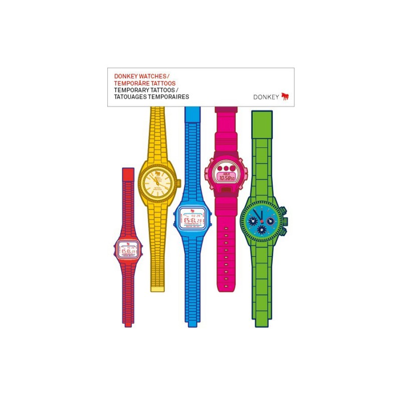 SET 5 TATUAGGI OROLOGIO TEMPORANEI COLORI ASSORTITI