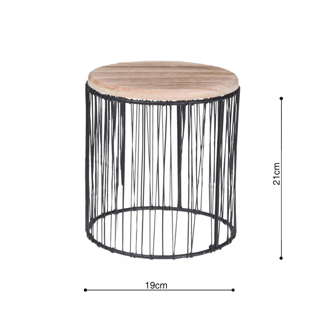TAVOLINO IN LEGNO E METALLO 19X21CM