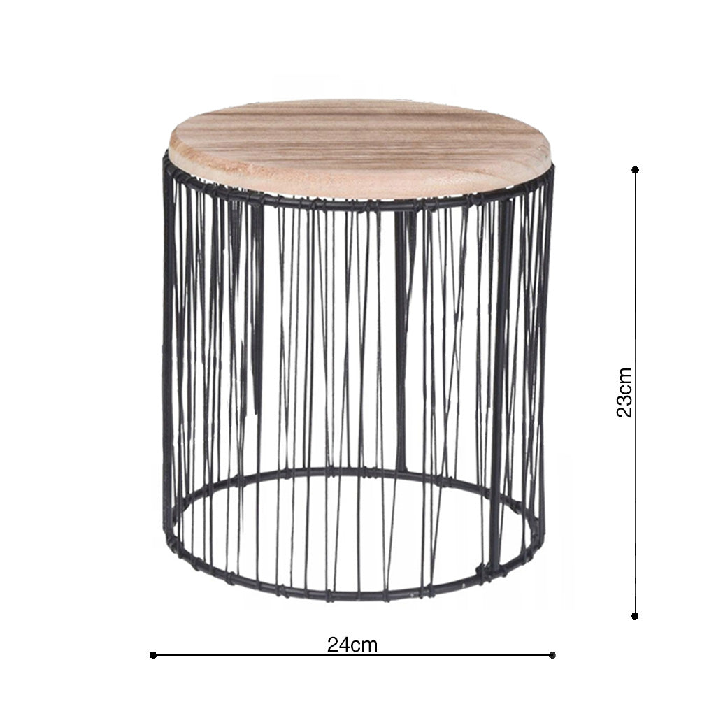 TAVOLINO IN LEGNO E METALLO 24X23CM