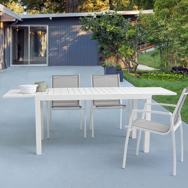 OFFERTA TAVOLO HILDE ALLUNGABILE 140/210X77CM BIANCO +4 POLTRONE PELAGIUS