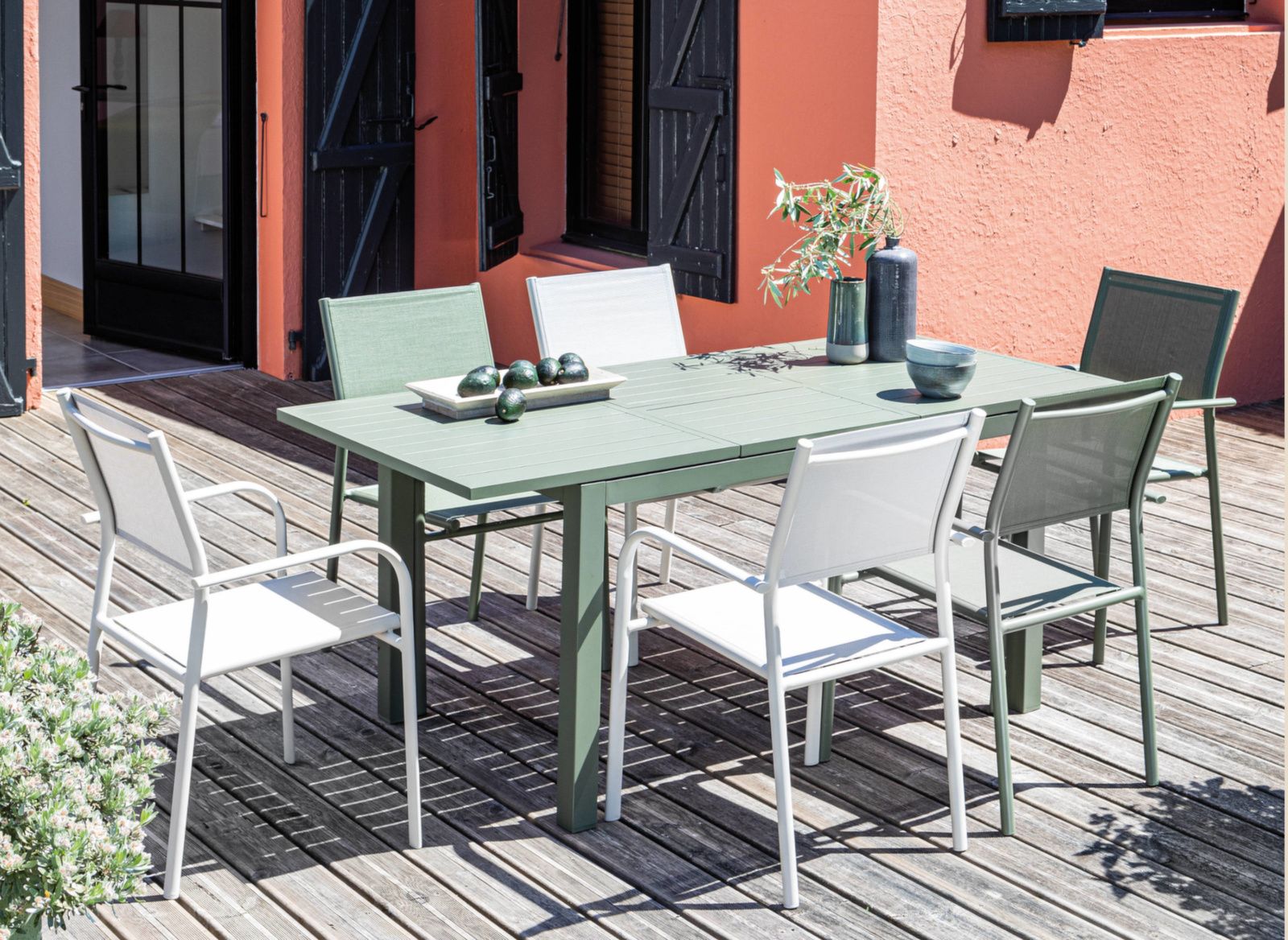 TAVOLO DA GIARDINO GENES 110/170X70 BIANCO