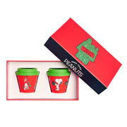 TAZZA ESPRESSO MUG CON TAPPINO SNOOPY NATALE "REGALO" 90ML 2 PEZZI