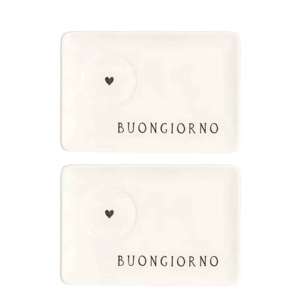 Set 2 piattini per tazzine "Buongiorno Cuore Grigio"