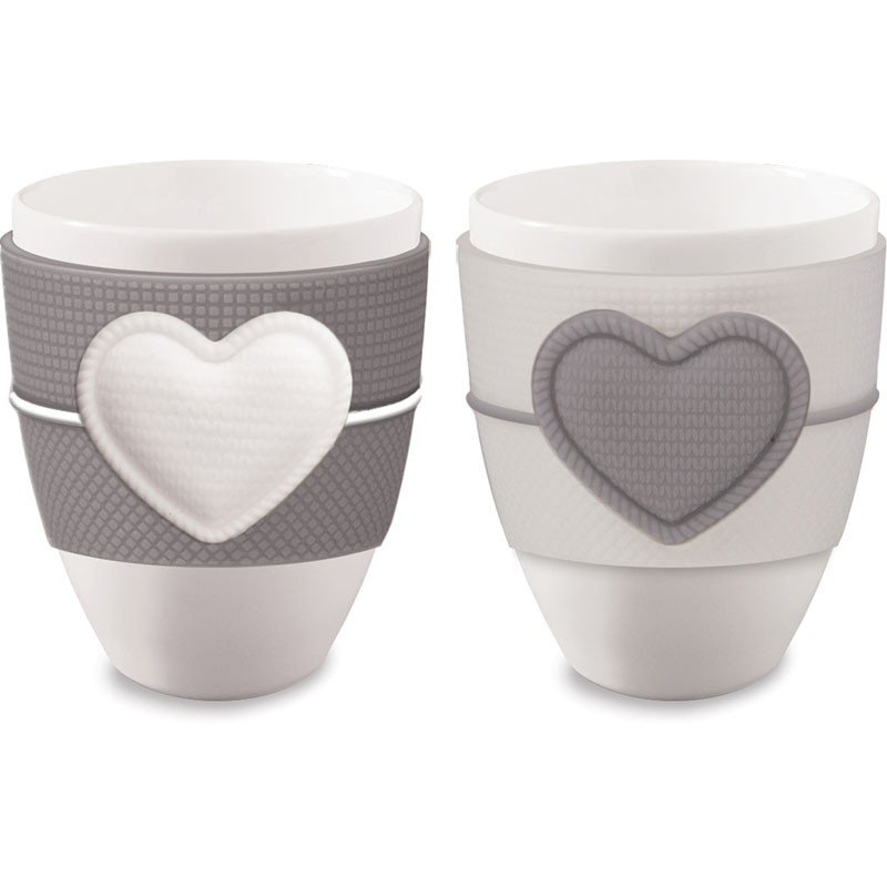 SET 2 TAZZINE DA CAFFÈ CON CUORE 8.5X11 CM PORCELLANA