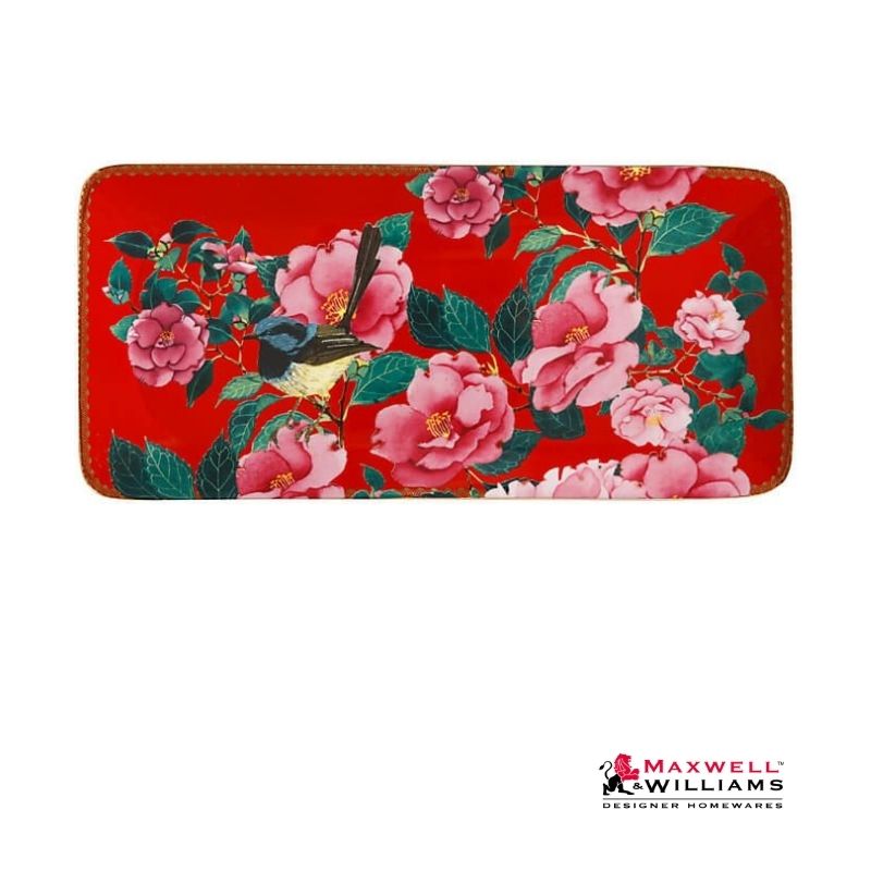 VASSOIO RETTANGOLARE TEAS&C'S SILK ROAD 33X15,5 CM ROSSO CILIEGIA