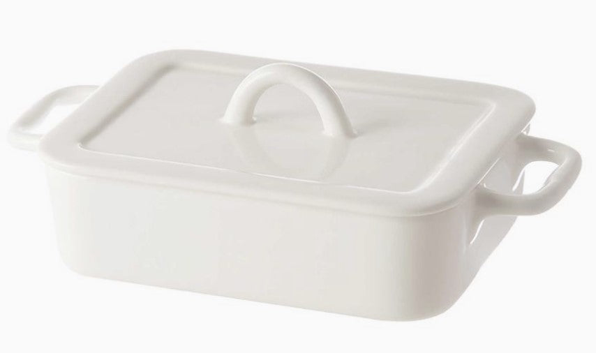 POPPI TEGLIA RETTANGOLARE C/COPERCHIO 22CM LA PORCELLANA BIANCA