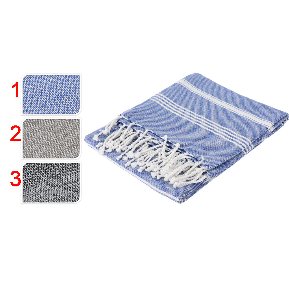 TELO DA SPIAGGIA 180X100 100%COTONE CON FRANGE DECORATIVE