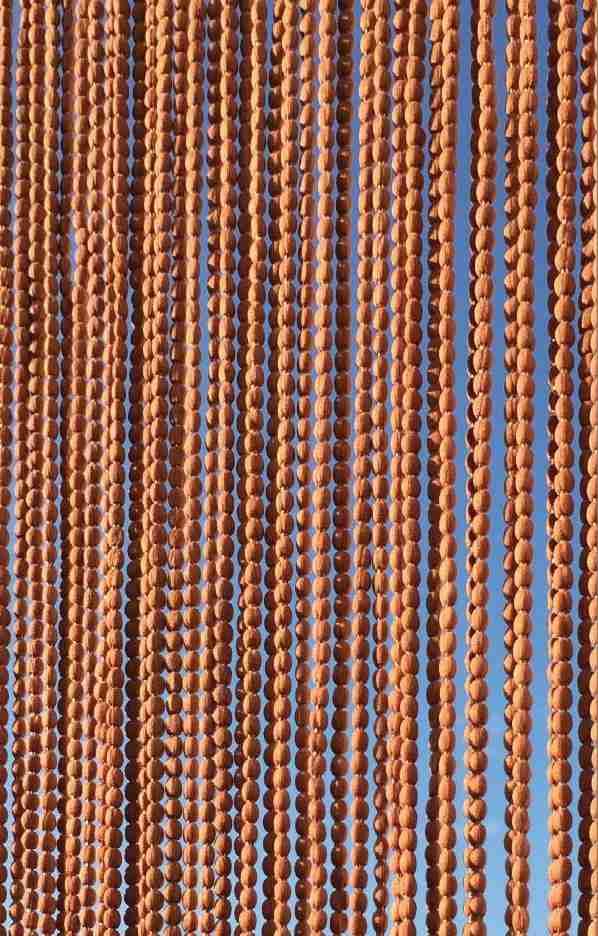 TENDA A CHICCO CON PALLINE DI COTONE 100X220CM MARRONE