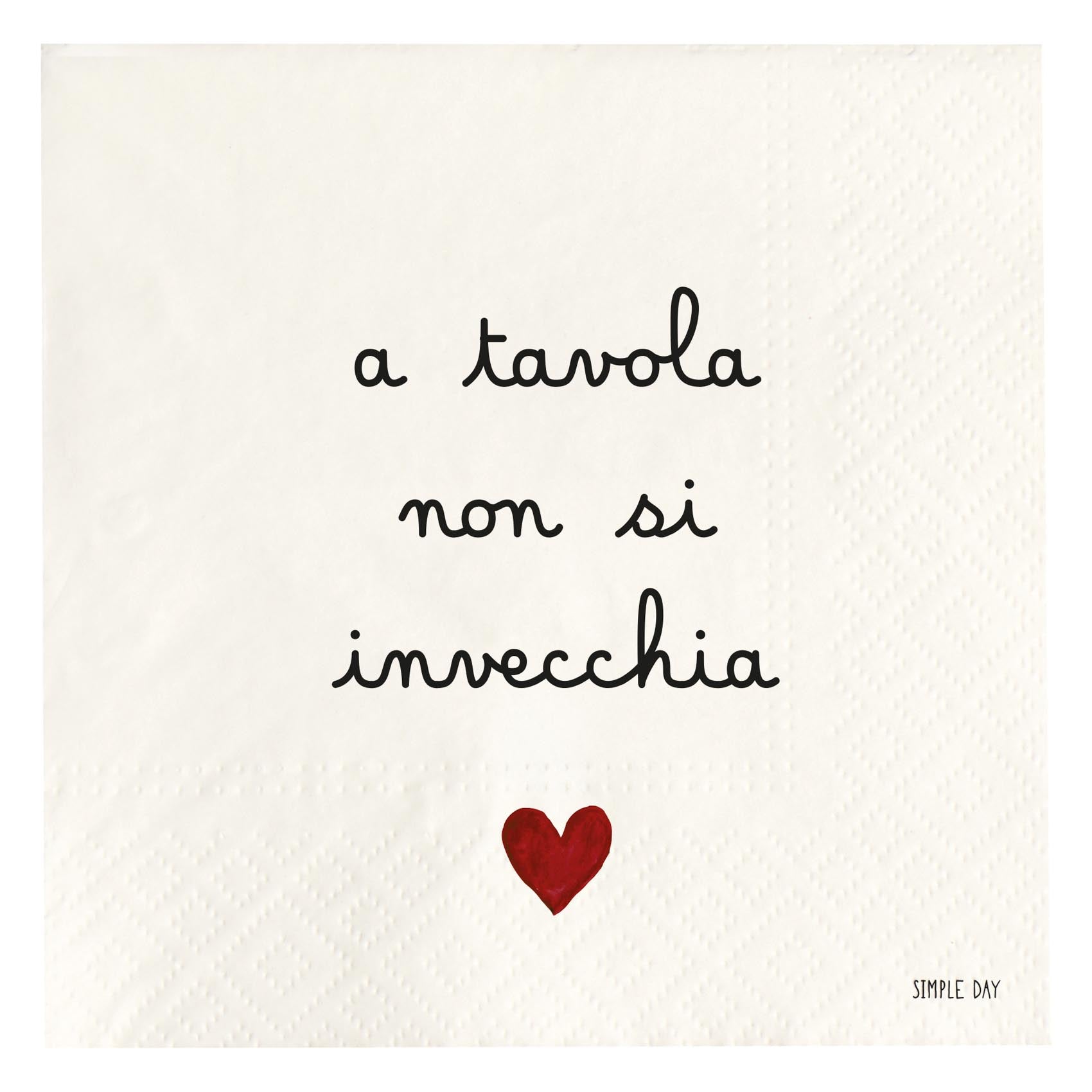 Set 20 tovaglioli in carta A tavola non si invecchia 33x33cm Bianco SIMPLE DAY