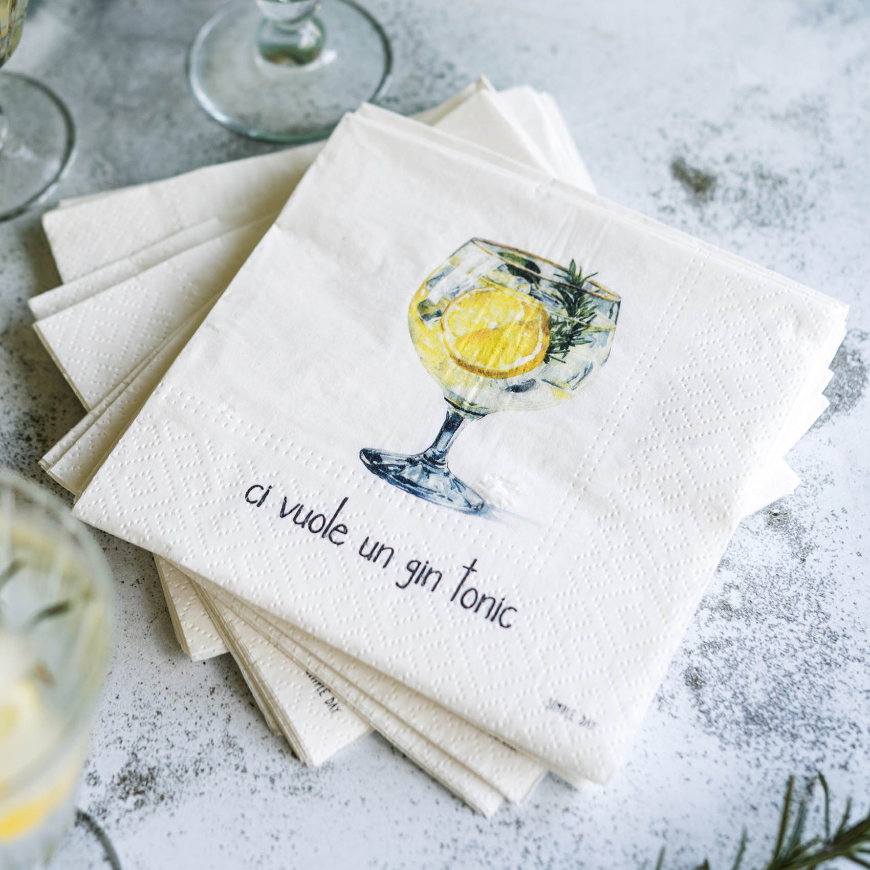 Set 20 tovaglioli in carta Ci vuole un gin tonic 33x33cm bianco SIMPLE DAY