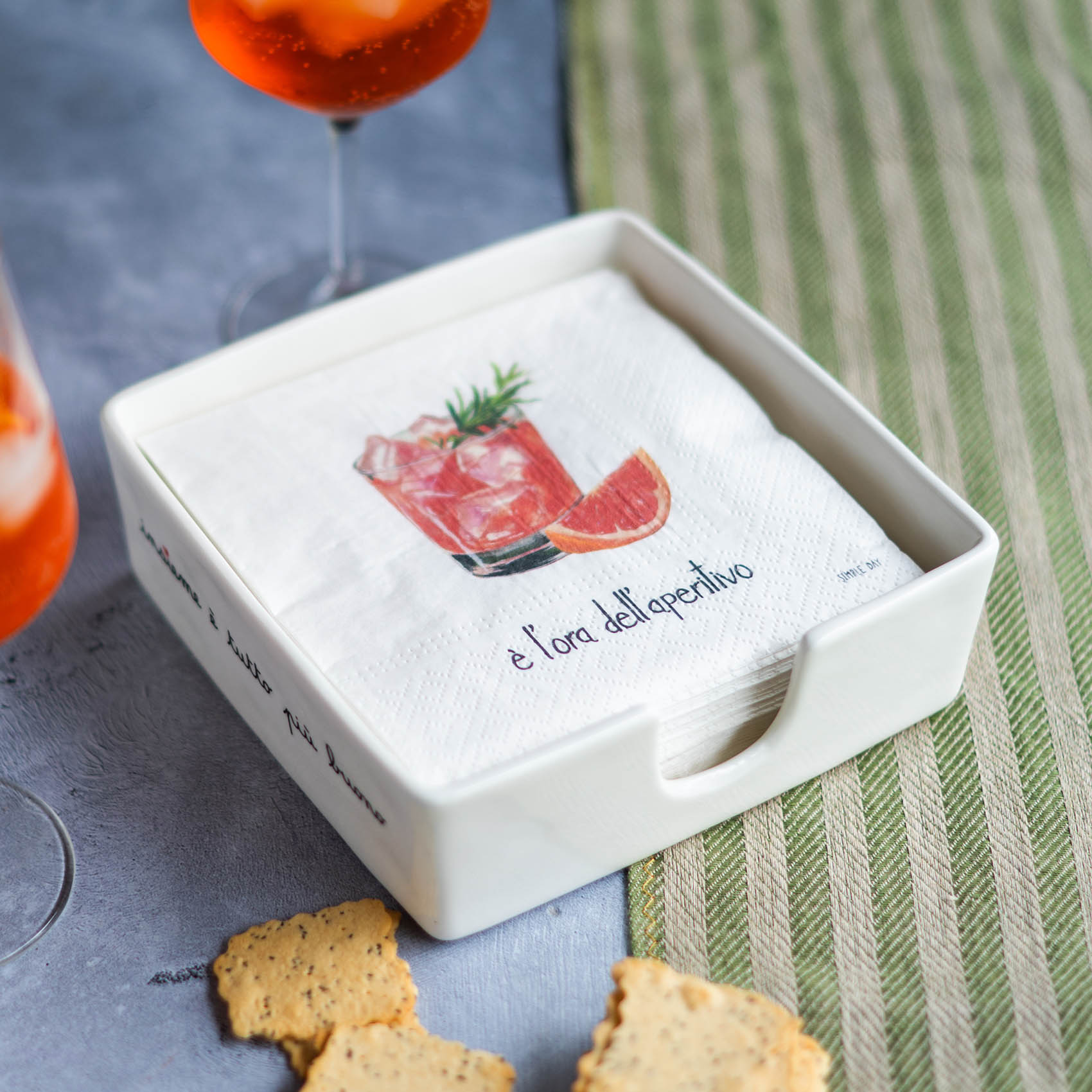 Set 20 tovaglioli in carta E' l'ora dell'aperitivo 33x33 cm bianco SIMPLE DAY