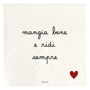Set 20 tovaglioli in carta Mangia bene e ridi sempre 33 x 33 cm bianco SIMPLE DAY