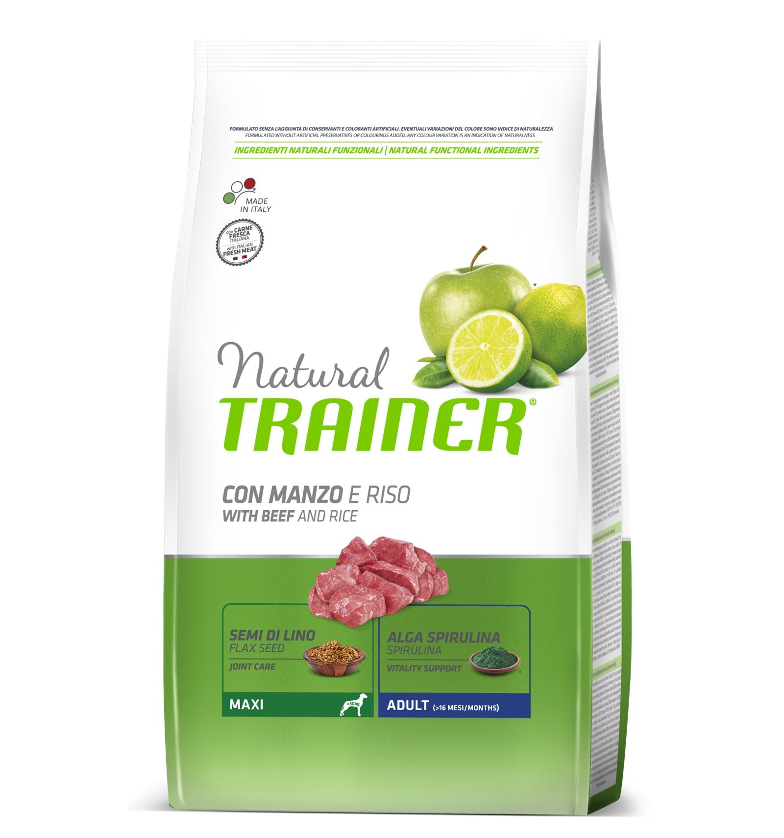 SACCO CROCCHETTE CANE NATURAL ADULT MAXI MANZO E RISO 12KG