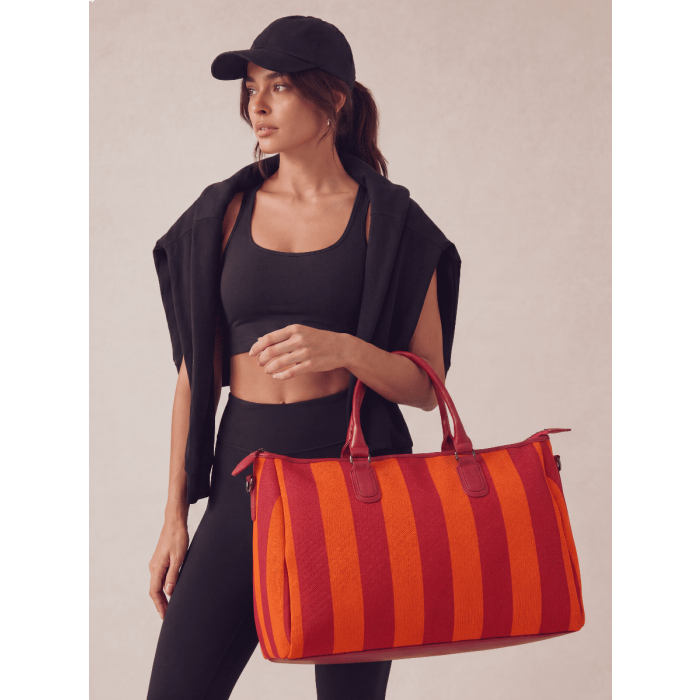 Borsa da Viaggio City Girl Travel Bag a Righe Rosso Arancione - immagine 7