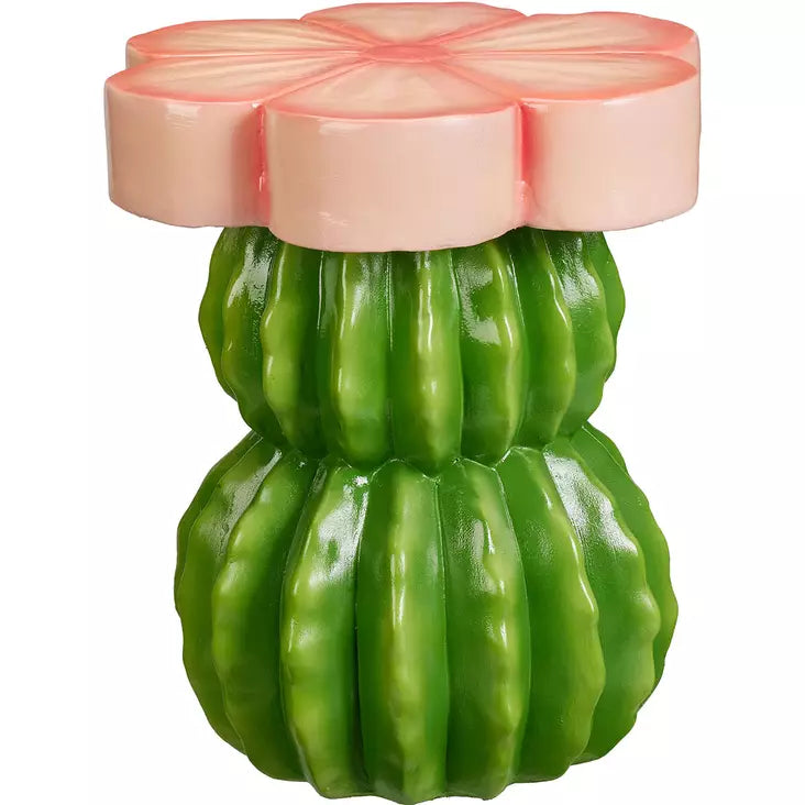 Tavolino da Esterno Cactus e Fiore 40 cm Verde e Rosa