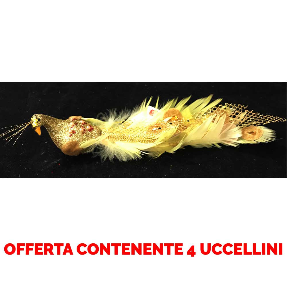 OFFERTA 4 PAVONI APPENDIBILI CON CLIP 25CM ORO