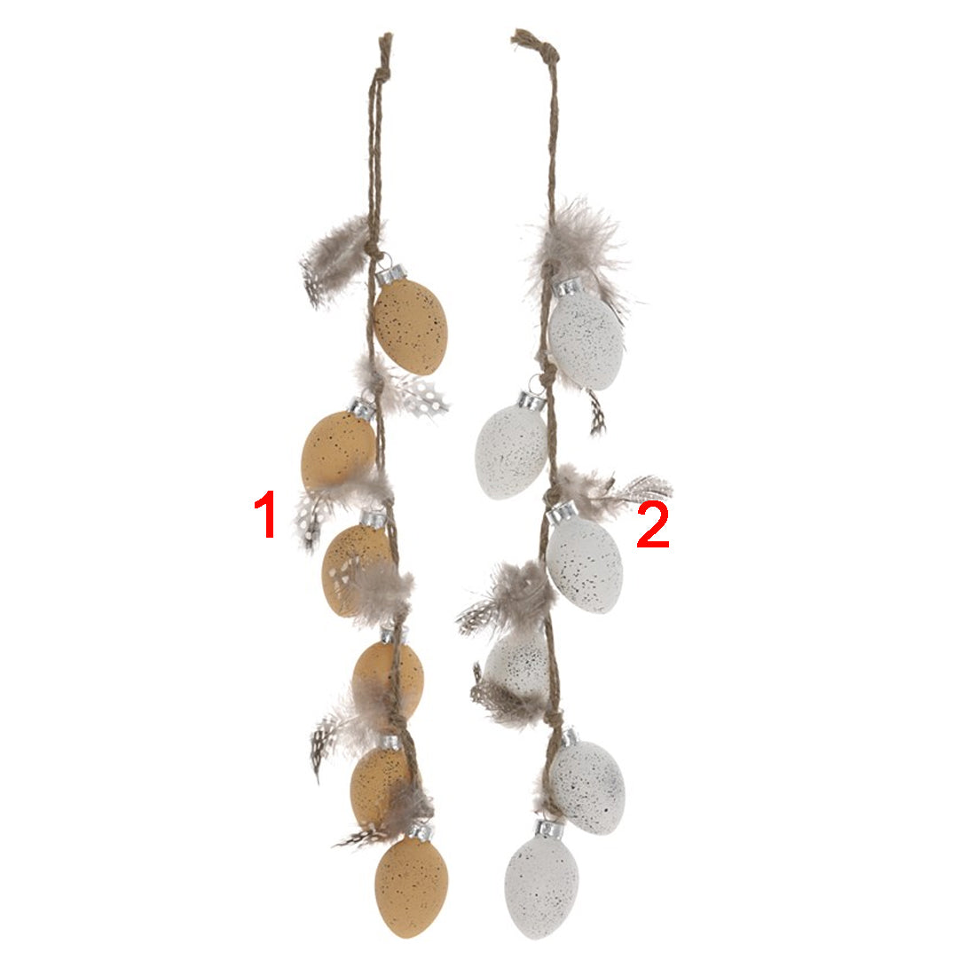 6 UOVA DI PASQUA CON PIUME DECORATIVE APPENDIBILI