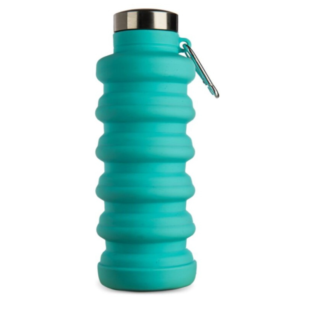 BOTTIGLIA TERMICA IN SILICONE RETRAIBILE AZZURRA