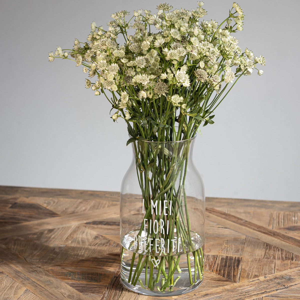 Vaso Portafiori I Miei Fiori Preferiti D15cm H27cm Trasparente decoro Bianco Simple Day