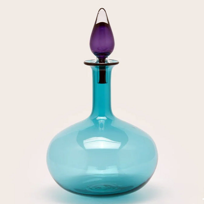 VASO DECORATIVO IN VETRO CON TAPPO Ø26,5XH46CM AZZURRO