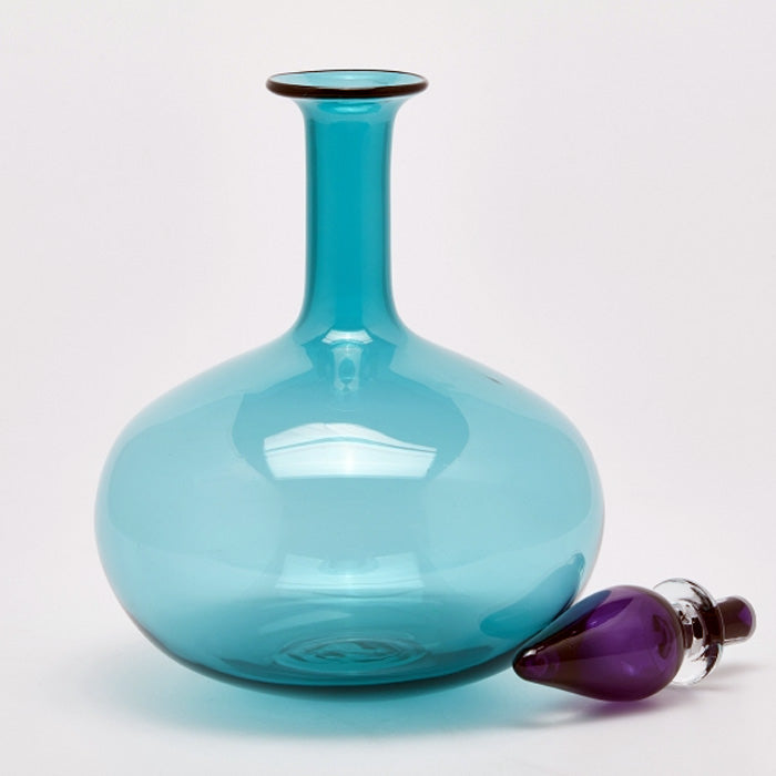 VASO DECORATIVO IN VETRO CON TAPPO Ø26,5XH46CM AZZURRO