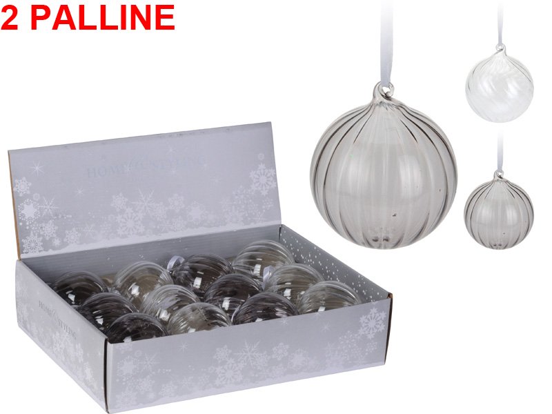 OFFERTA 2 PALLINE IN VETRO 10CM TRASPARENTI