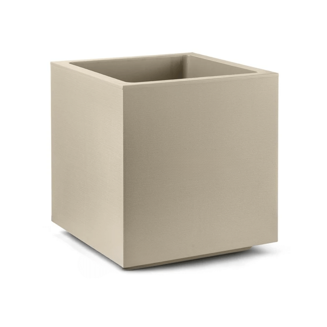 VASO CUBO MATHERIA 30CM GREIGE CON ROTELLE