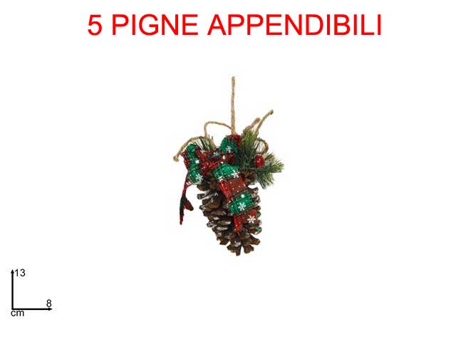 OFFERTA 5 PIGNE APPENDIBILI FIOCCO SCOZZESE APPENDIBILI