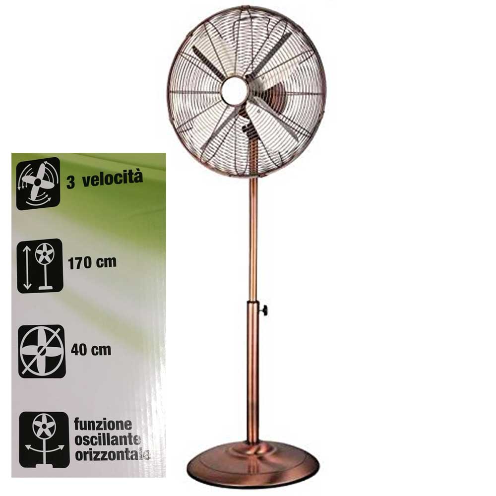 VENTILATORE A PIANTANA COLOR RAME ALTEZZA 170CM REGOLABILE 3 VELOCITÀ