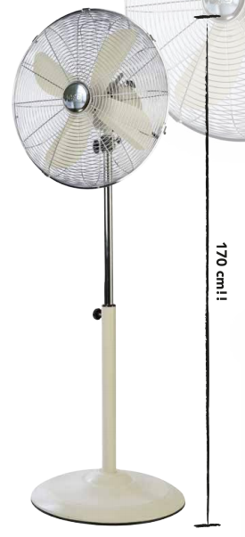 VENTILATORE A PIANTANA IN METALLO CREMA 170CM REGOLABILE 3 VELOCITA'