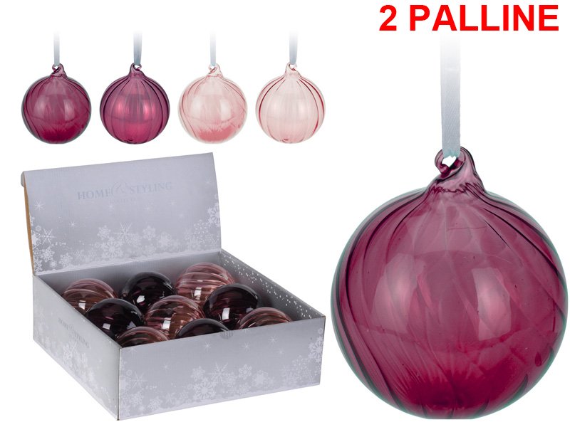 OFFERTA 2 PALLINE IN VETRO 10CM VIOLA