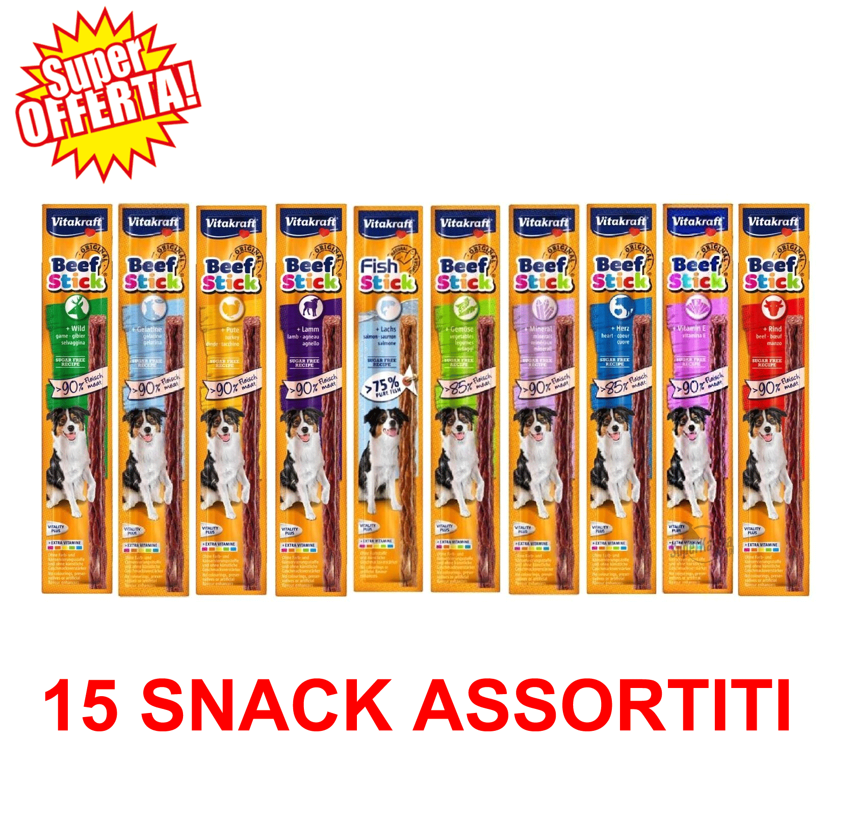 SNACK STICK PER CANI MANTENIMENTO 15 GIORNI GUSTI ASSORTITI