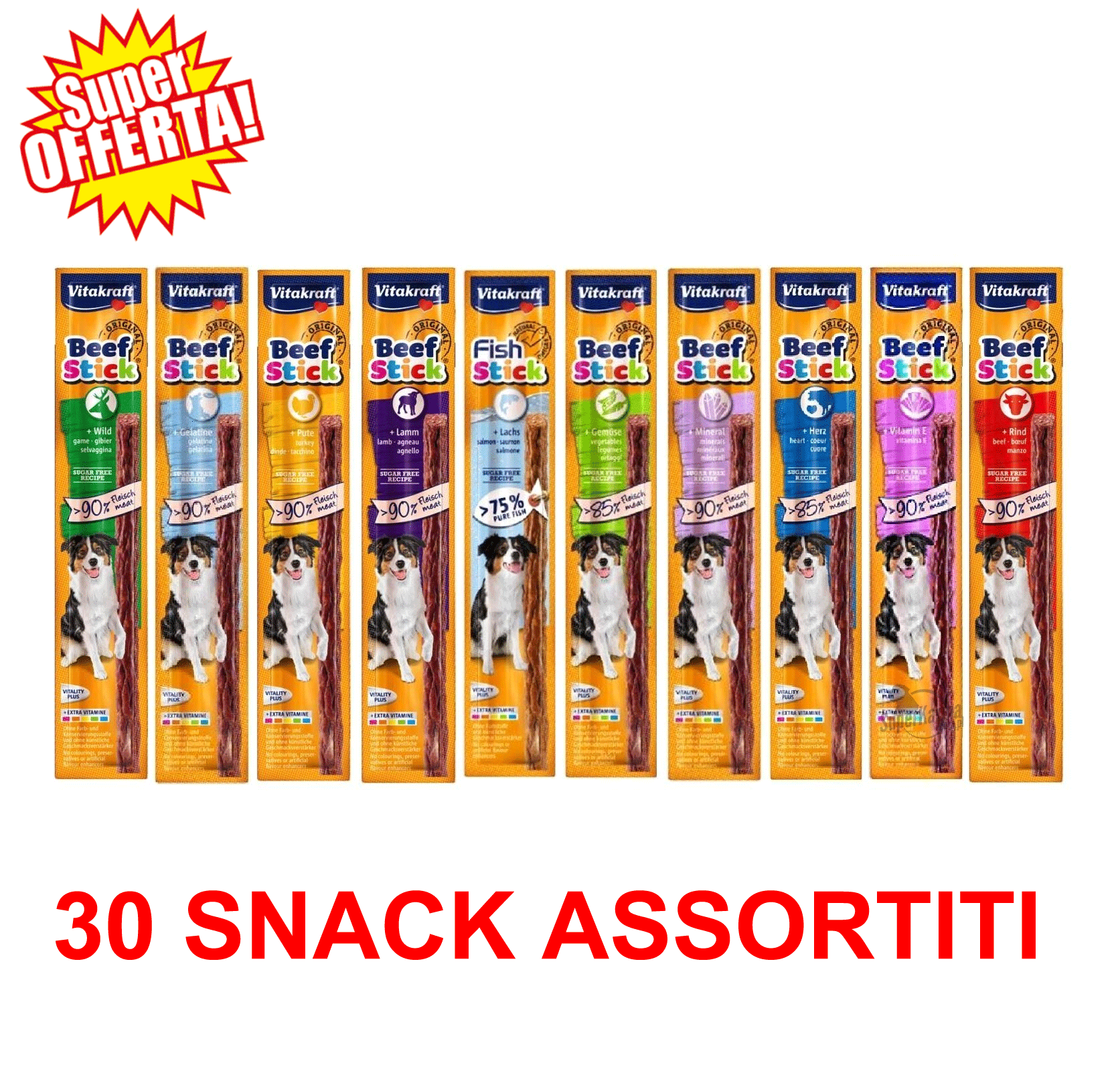 SNACK STICK PER CANI MANTENIMENTO 30 GIORNI GUSTI ASSORTITI