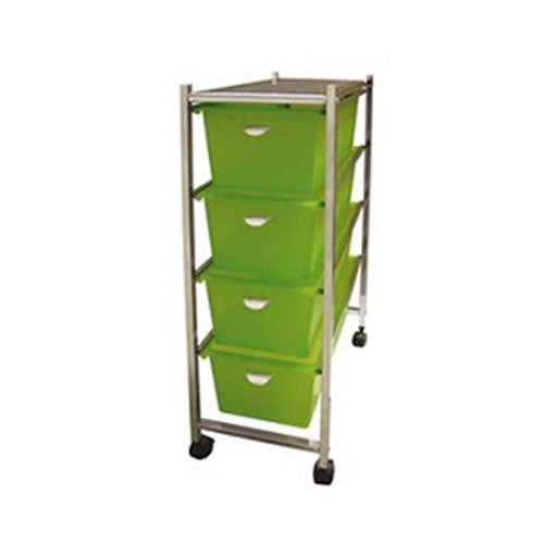 CASSETTIERA CON 4 CASSETTI E RUOTE VERDE