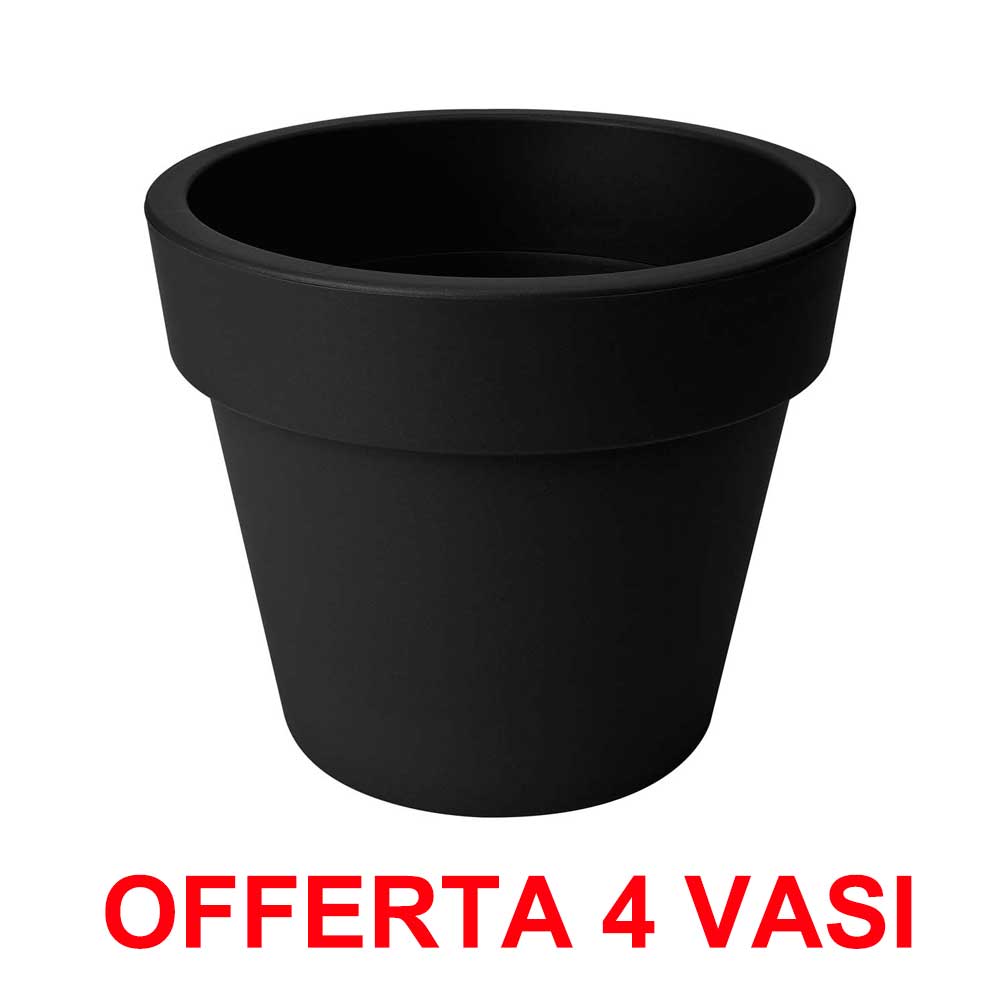OFFERTA 4 VASO GREEN BASICS TOP PLANTER 23CM LIVING BLACK