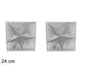 OFFERTA 2 PUNTALI STELLA ARGENTO GLITTER 24CM
