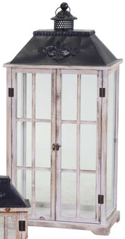 LANTERNA RETTANGOLARE IN LEGNO MARRONE 40X17X64CM