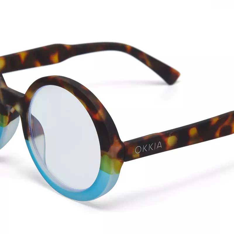 OCCHIALE DA LETTURA MODELLO LAURA COLORE HAVANA E BLU GRAD.+1.00 OKKIA