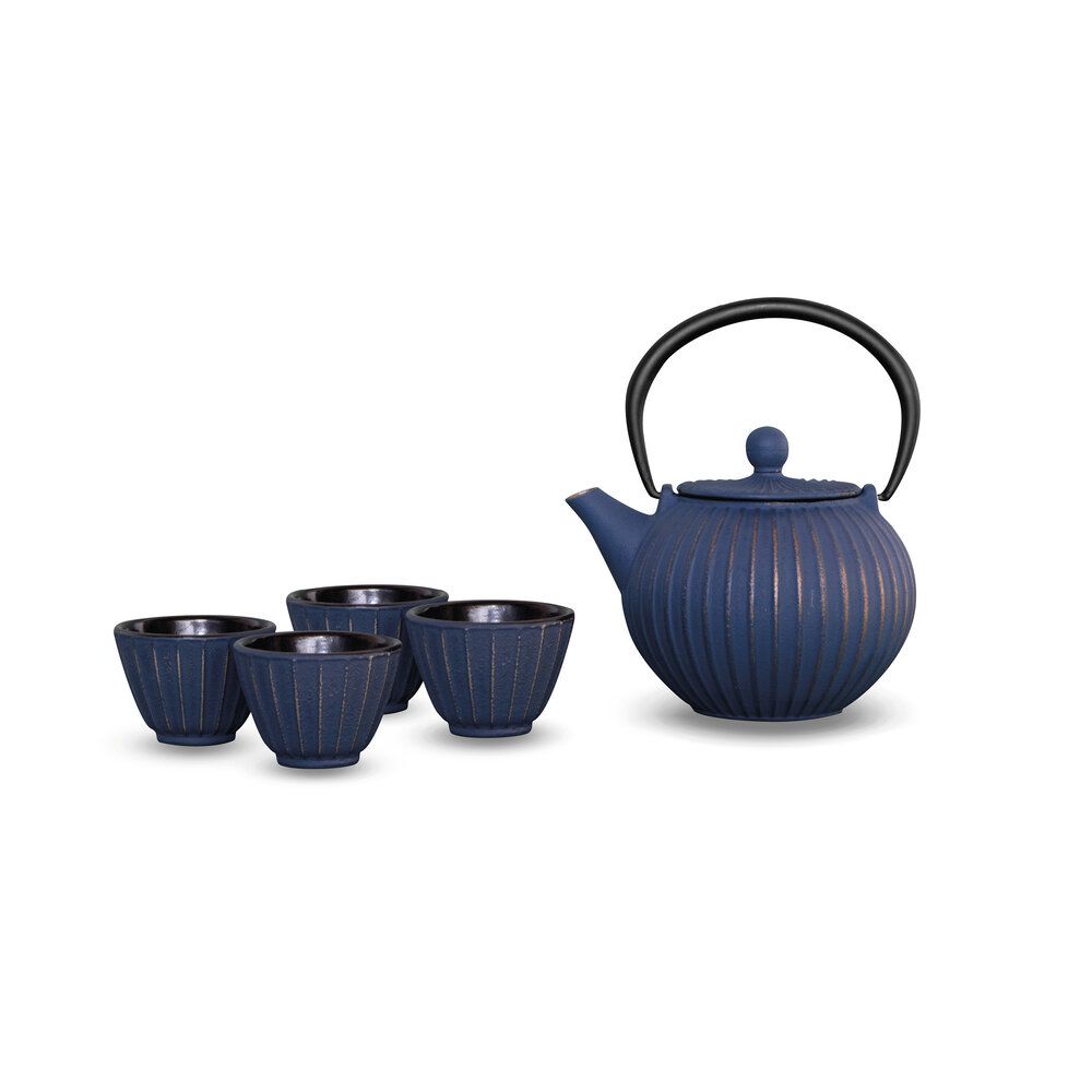Set Teiera Osaka con 4 Bicchieri 500 ml Blu Wd Lifestyle