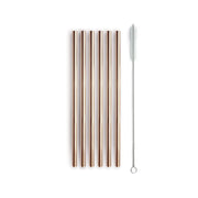 SET 6 CANNUCCE ACCIAIO CON SCOVOLINO ROSA/ORO