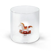 Bicchiere in Vetro Borosilicato con Statuina Cavallo a Dondolo 250ml Trasparente Wd Lifestyle